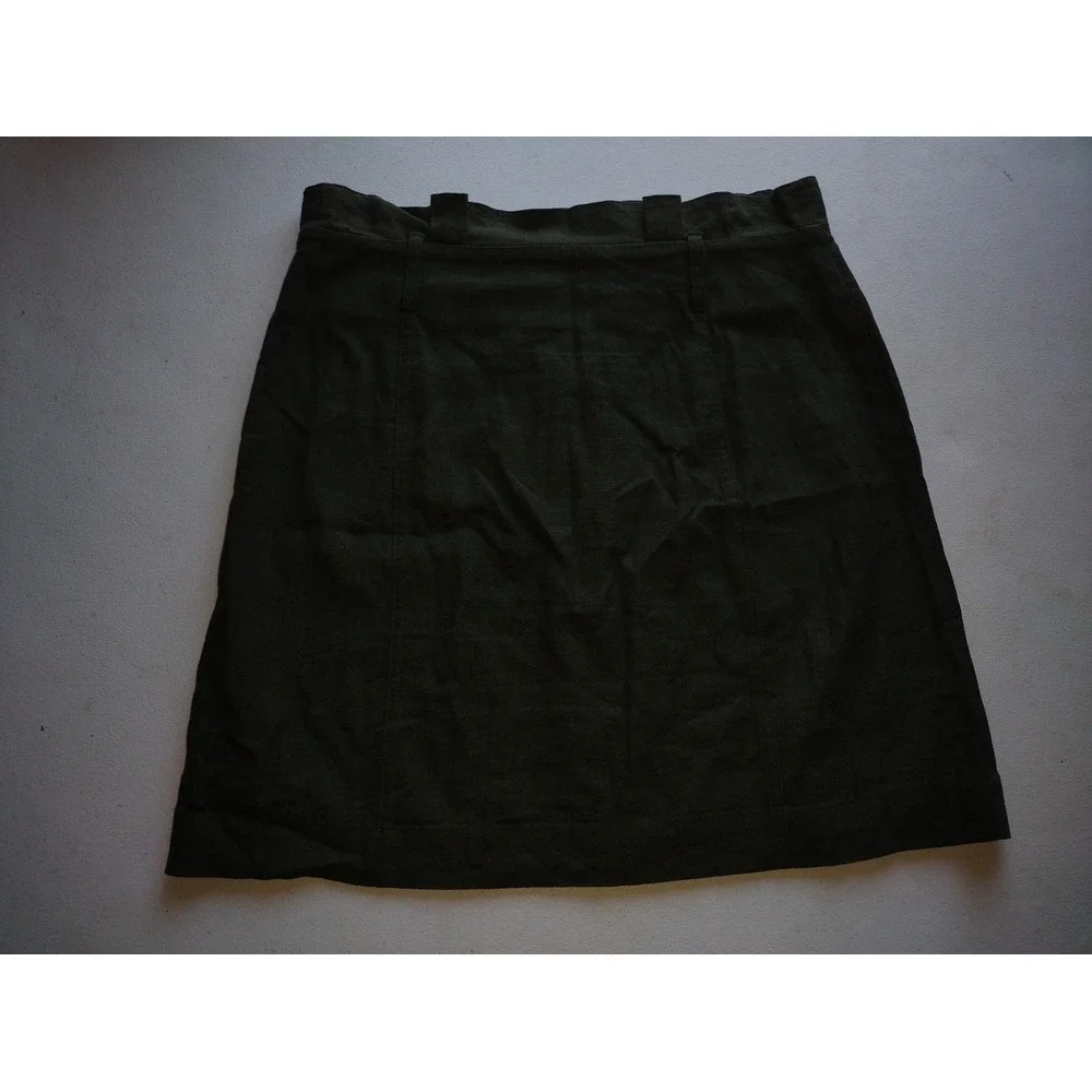 Banana Republic Button Front A Line linen Skirt Olive Green‎ Tall Size 10